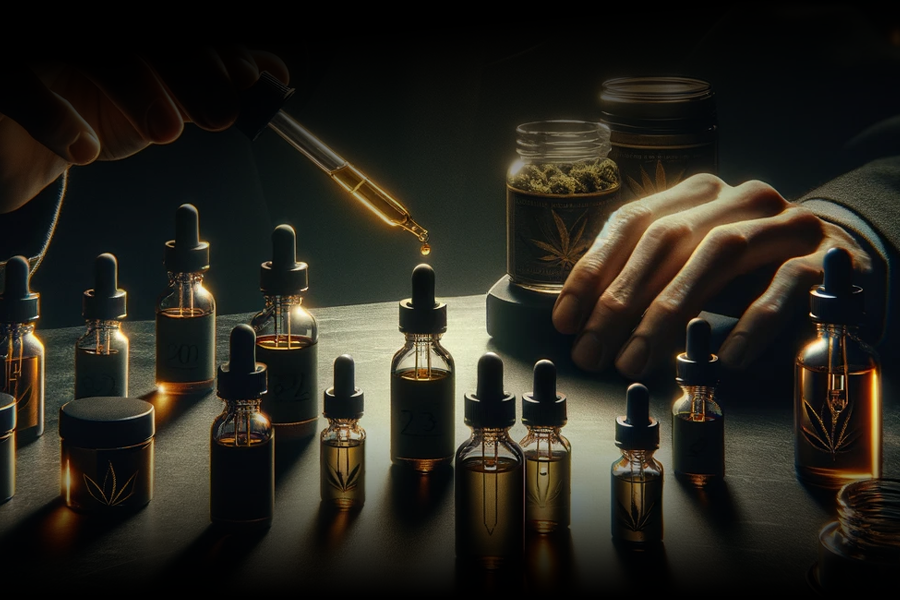 Bottles of CBD and THC Tinctures